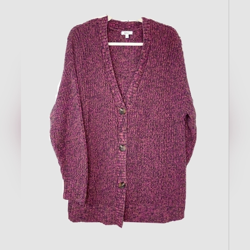 Reitmans Burgundy Cardigan Size L Cotton Blend Cozy Sweater